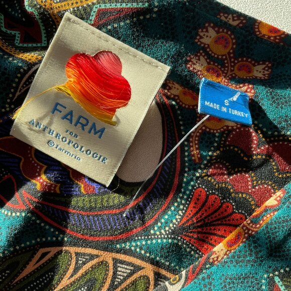 ANTHROPOLOGIE FARM RIO Ariyah Tiered V-Neck Botanical Mini Dress, Green Floral S - Picture 10 of 15